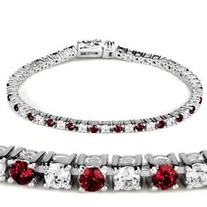 Tennis Bracelet, Alternating 3mm Clear and Colored Synthetic Spinel or CZ Stones